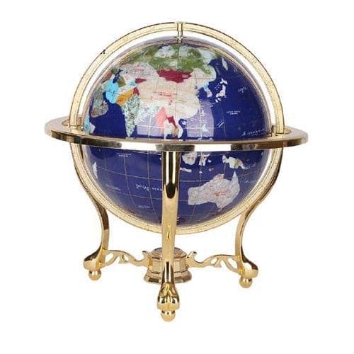 Vintage Globe - Sapphire Blue Sphere - Gold Structure - World/Earth