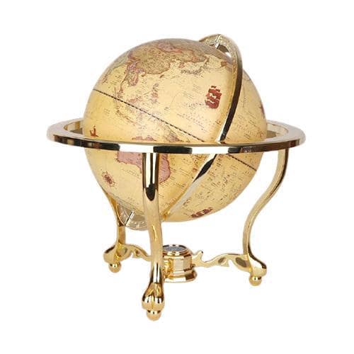 Vintage Globe - Retro Sphere - Gold Color Support - World/Earth