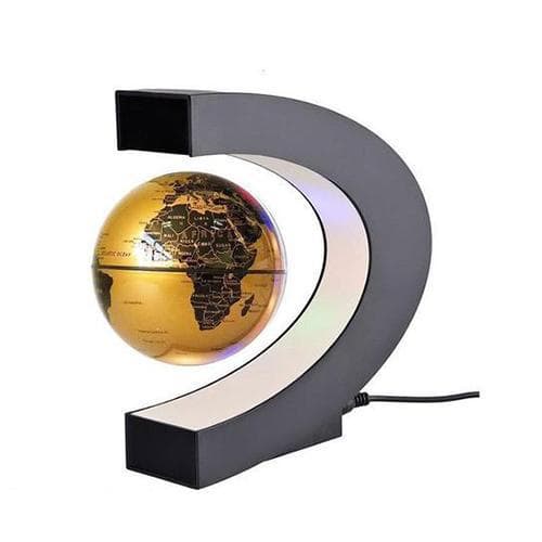 Levitating Globe - C-Shaped Support (Gold Sphere)